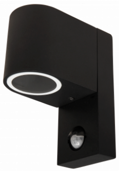 Wandleuchte Oval schwarz, IP44, 1x GU10, Bewegungsmelder