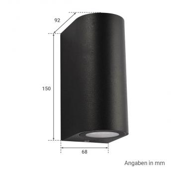 Außenleuchte Wandleuchte UP&DOWN rund für GU10 IP54 schwarz