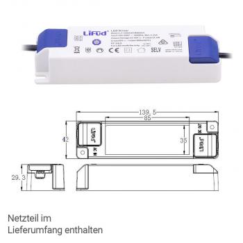 LED Panel 60x30cm 24W 3000K Rahmen silbern