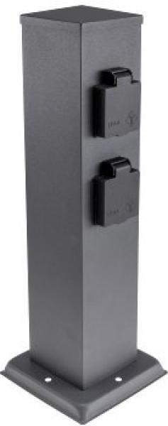 Steckdosensäule 4-fach, IP44, Anthrazit 250V~/ 16A, 13x13x40cm