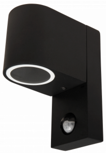 Wandleuchte Oval schwarz, IP44, 1x GU10, Bewegungsmelder