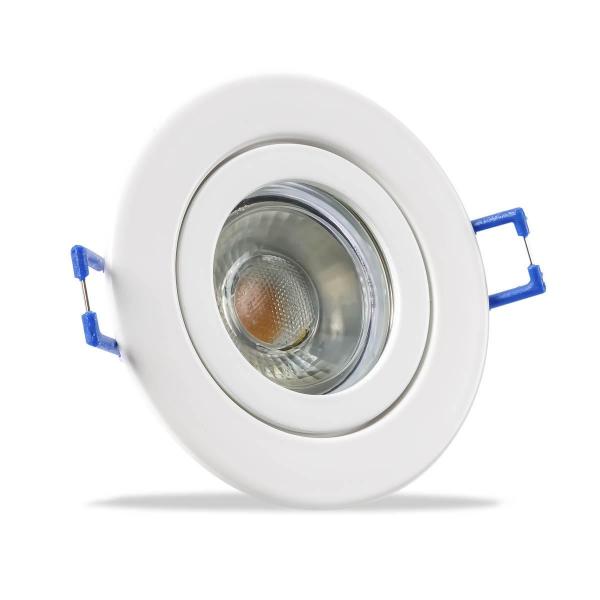 Einbauspot IP44 rund - Abdeckring: weiß - LED Leuchtmittel: GU10 5W warmweiß